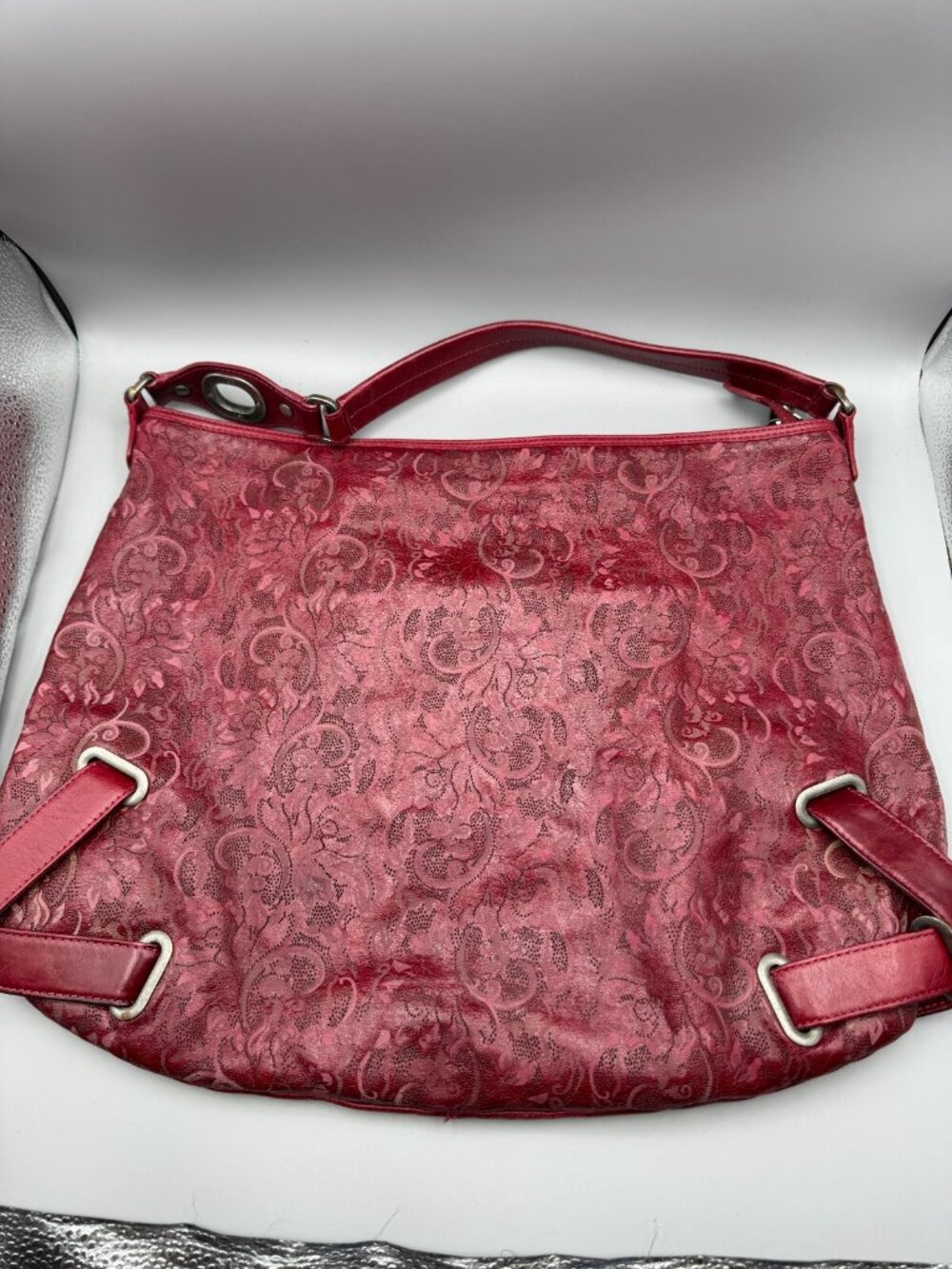 HOBO International Red Leather Tote Bag With Straps Women Large Carry - Picture 2 of 16